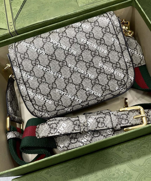 GG the hacker project mini gg horsebit 1955 bag in beige and ebony gg supreme canvas