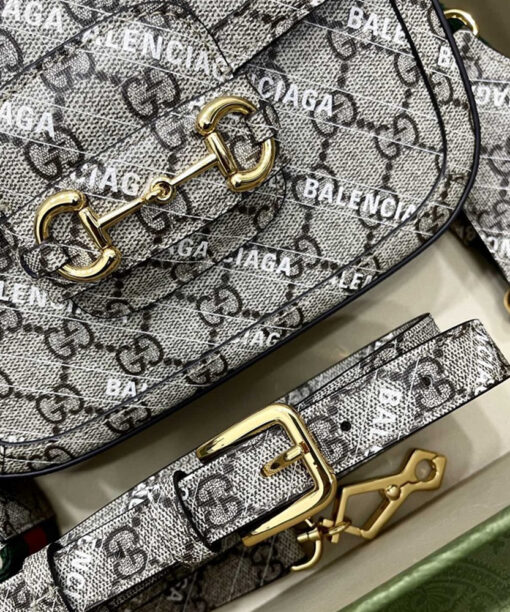 GG the hacker project mini gg horsebit 1955 bag in beige and ebony gg supreme canvas