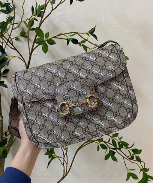 GG the hacker project mini gg horsebit 1955 bag in beige and ebony gg supreme canvas